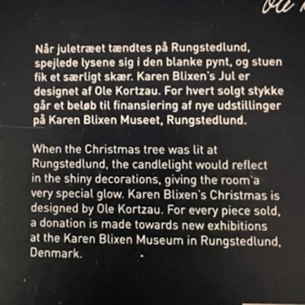 Rosendahl Copenhagen Karen Blixen’s Jul Ornament – Ole Kortzau Design – NIB